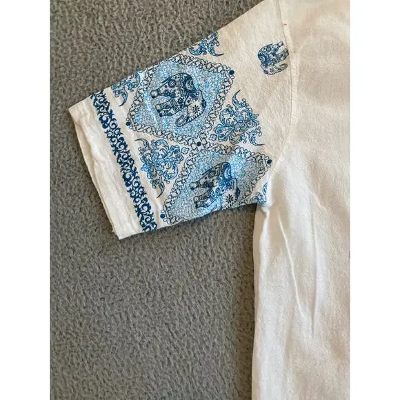 Elephant Top 2XL Geometric Art Short Sleeve V-Neck Boho Beach Hippie Shirt XXL - Picture 8 of 14